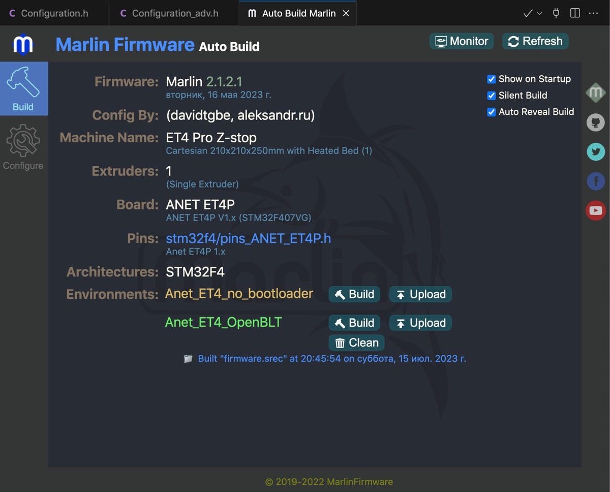 Marlin Auto Build Visual Studio Code